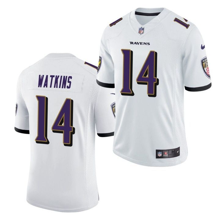 Men Baltimore Ravens 14 Sammy Watkins Nike White Game NFL Jersey